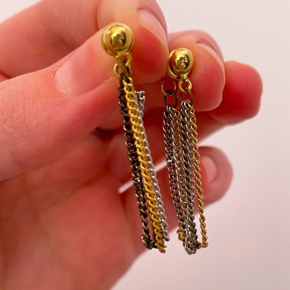 Vintage Mulit-Color Mixed Metal Unique Streetwear Whimsical Chain Earrings